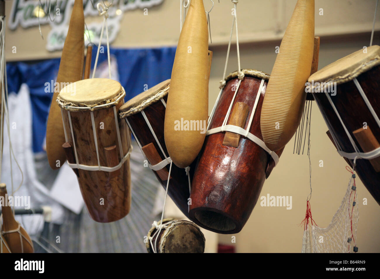 Traditional musical instruments from Panama on display and on sale at a