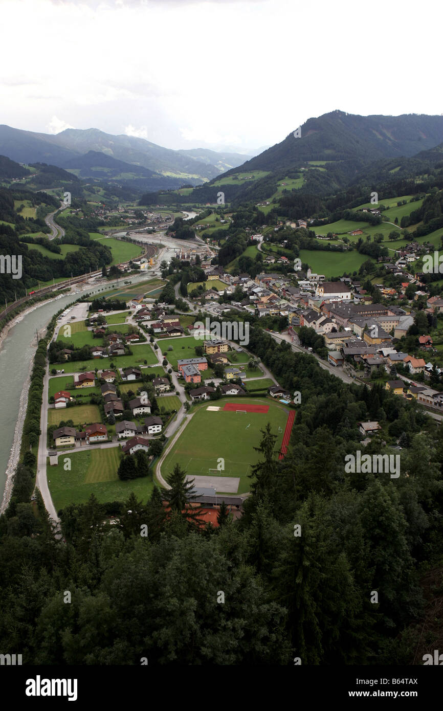 Town of Werfen in the Austrian Alps. Stock Photo
