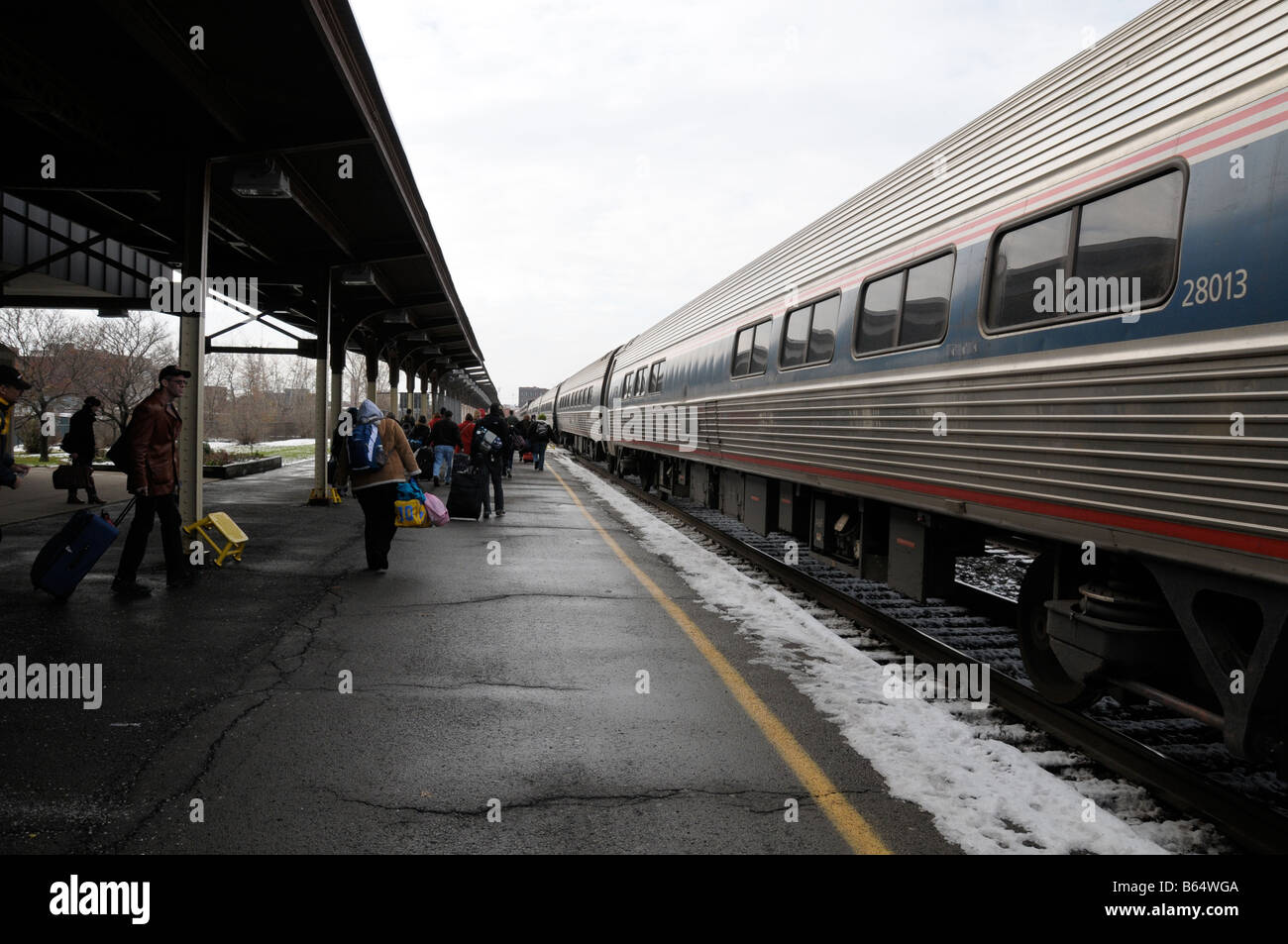 Amtrak train arriving in Rochester, NY USA. Stock Photo