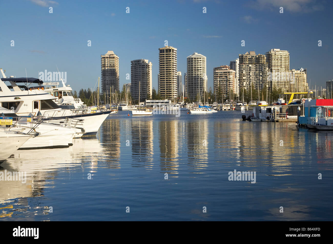 Mariners Cove Marina and High rise Buildings Main Beach Gold Coast Queensland Australia Stock