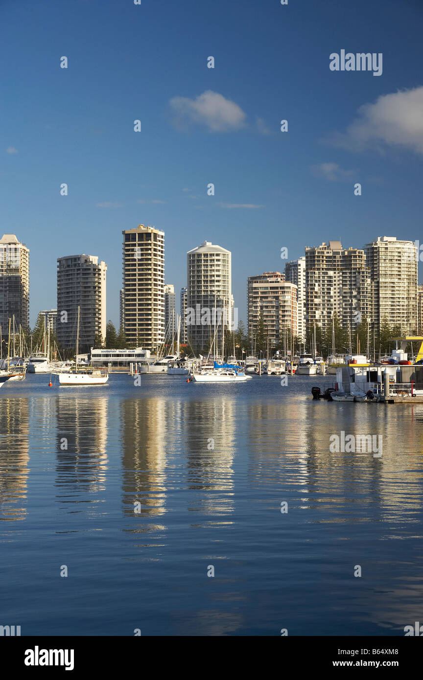Mariners Cove Marina and High rise Buildings Main Beach Gold Coast Queensland Australia Stock