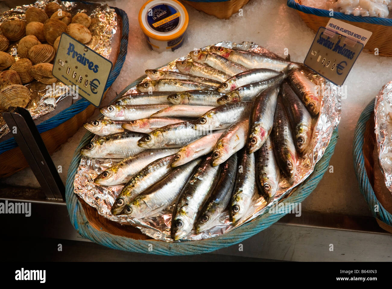 Sardines, Rue Mouffetard, Paris, France Stock Photo