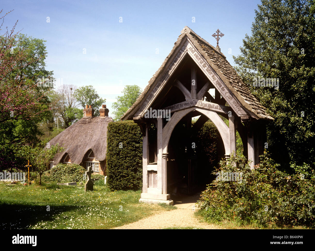 UK England Oxfordshire Clifton Hampden St Michaels church lych gate Stock Photo
