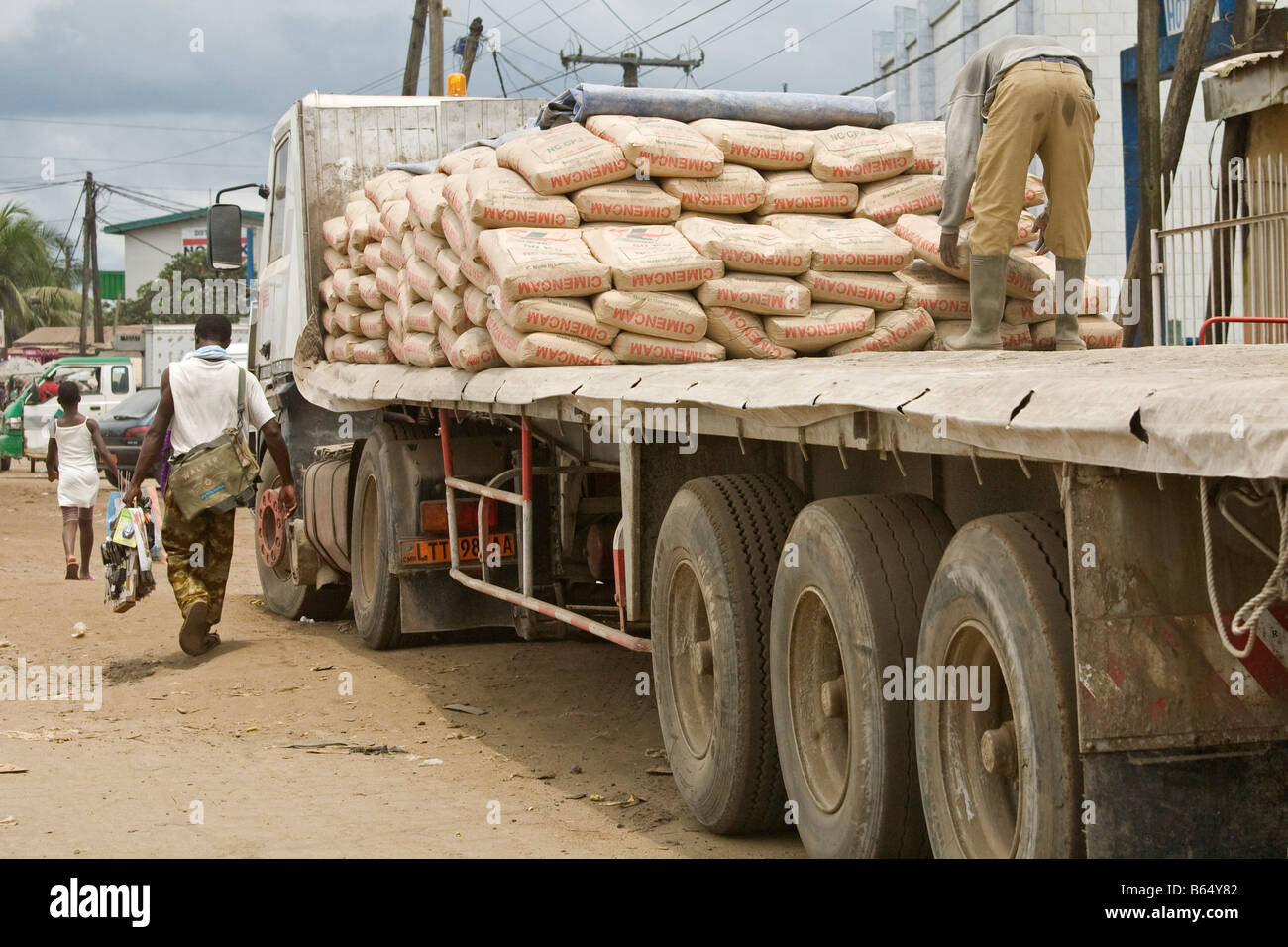 Cement delivery Douala Cameroon Africa Stock Photo Alamy