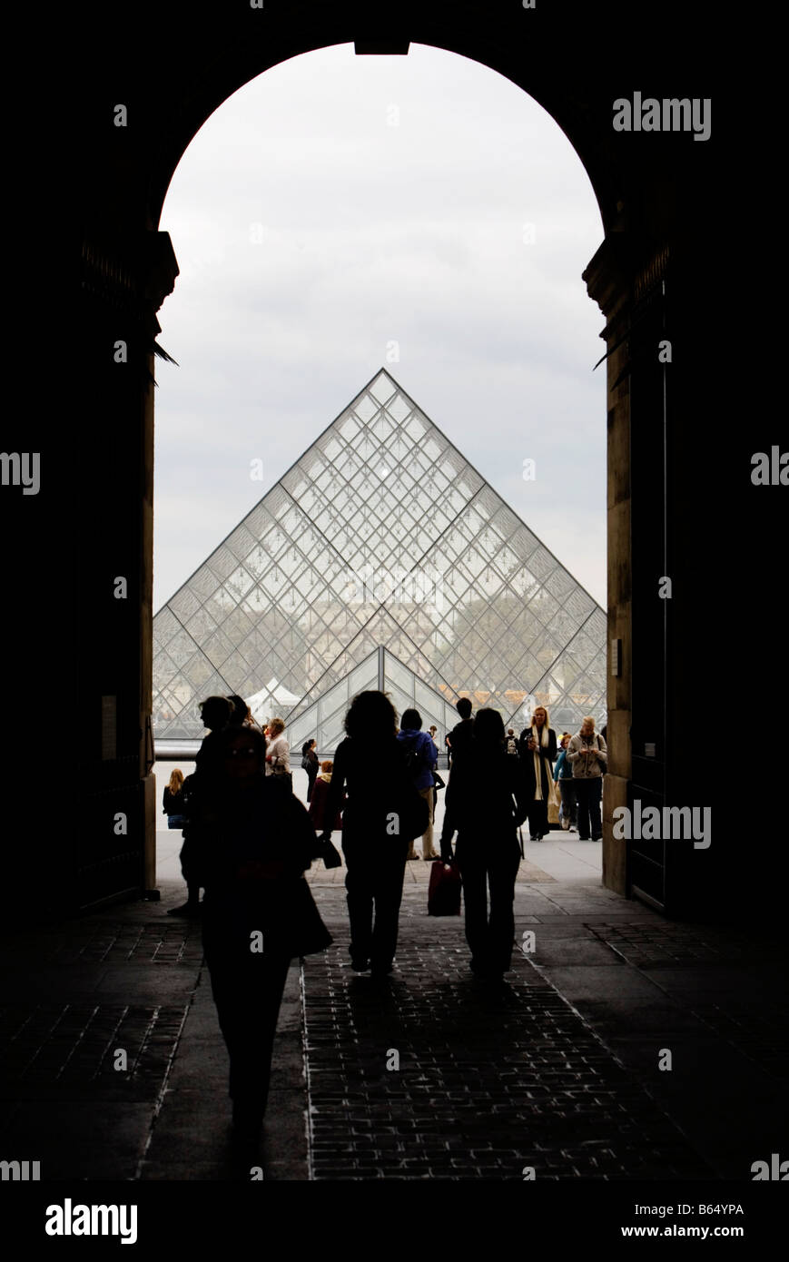 Pyramide du Louvre in Paris, France Stock Photo