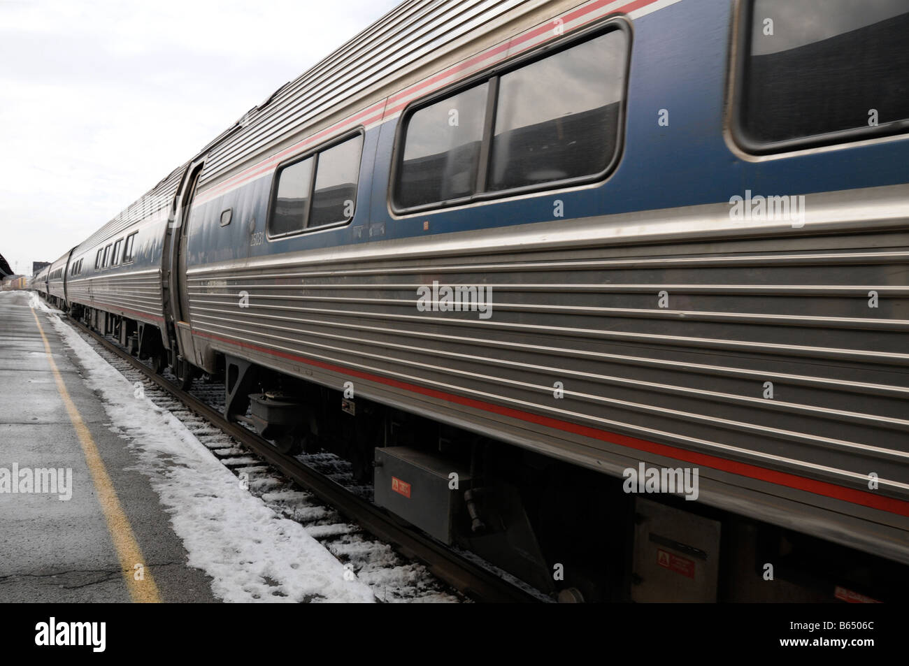 Amtrak train arriving in Rochester, NY USA. Stock Photo