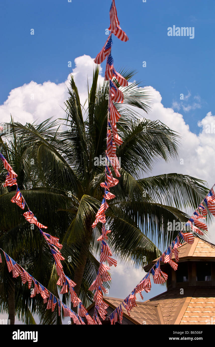 American flags on Riverwalk Fort Lauderdale Gold Coast Florida United