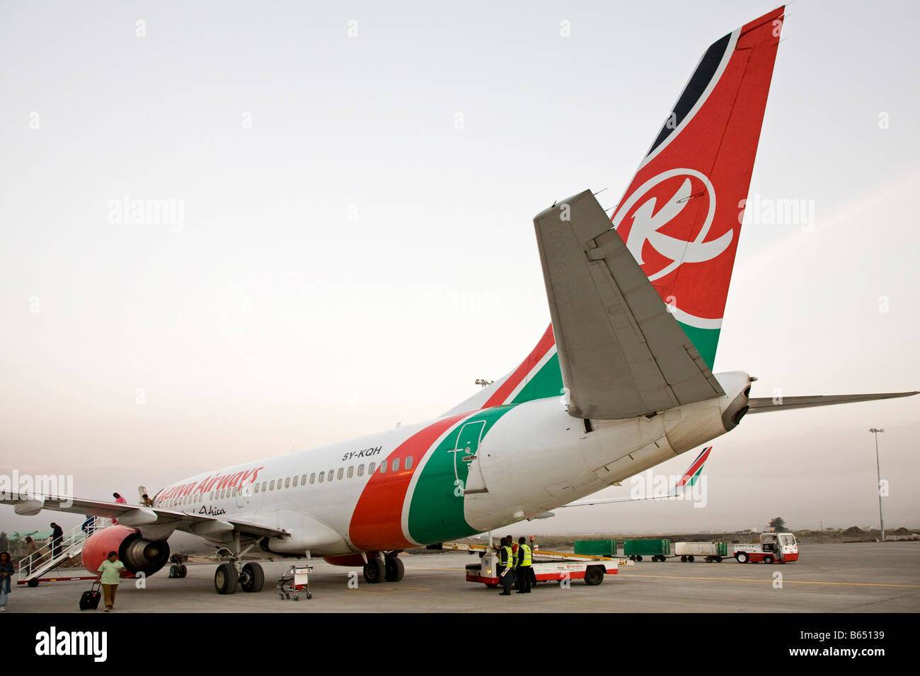 Kenya Airways jet Jomo Kenyatta airport Nairobi Stock Photo