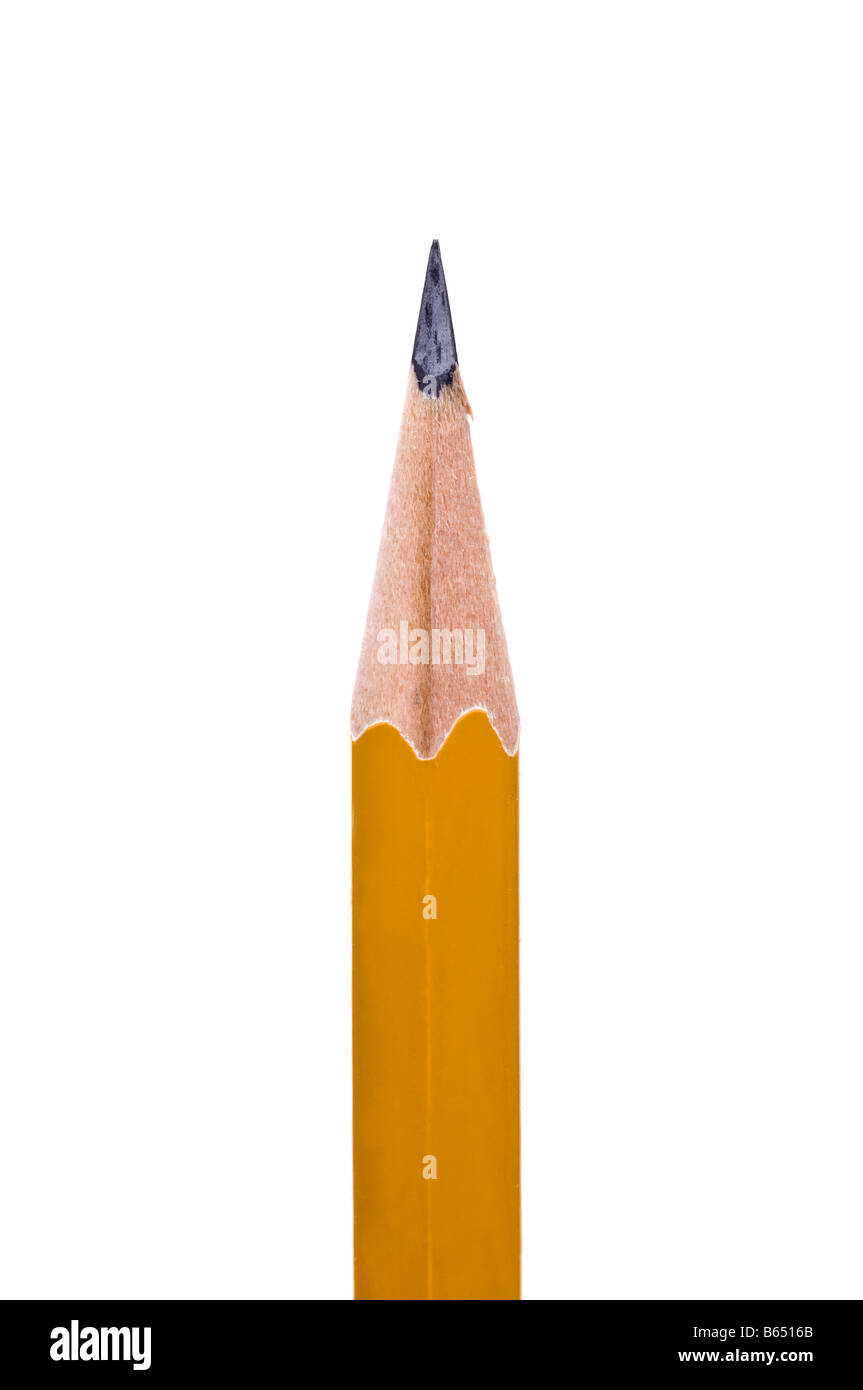 Close up of a sharp yellow pencil Stock Photo