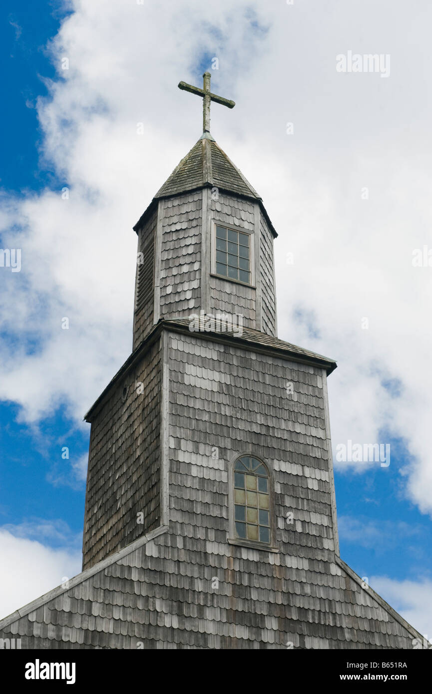 Chile, Chiloe Island, Isla Quinchao, Achao Church, oldest on Chiloe dating to 1767 Stock Photo
