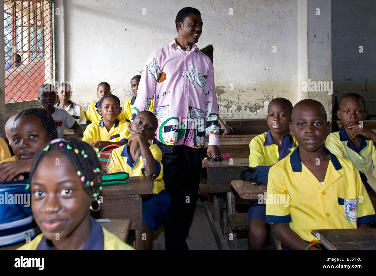 School classroom Douala Cameroon Africa Stock Photo