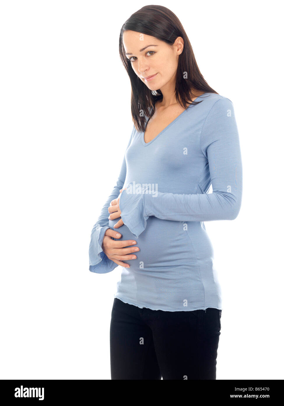 Pregnant woman wearing blue jeans hi-res stock photography and images ...