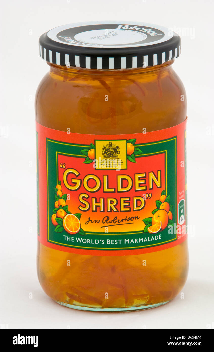 Jar of Robertsons Golden Shred orange marmalade sold in the UK Stock Photo