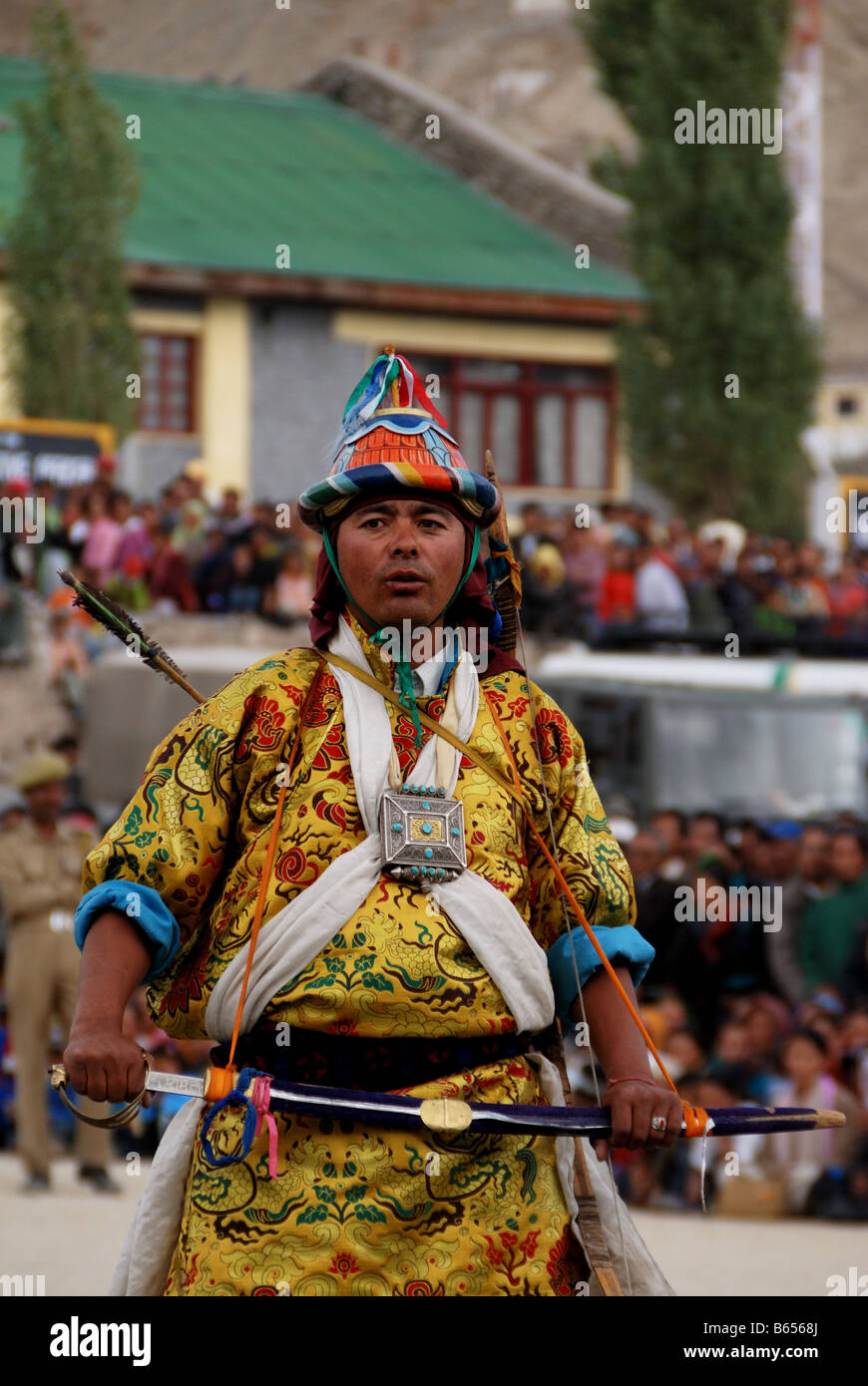 A ladakhi man wearing Traditional Clothes in Ladakh festival Stock Photo