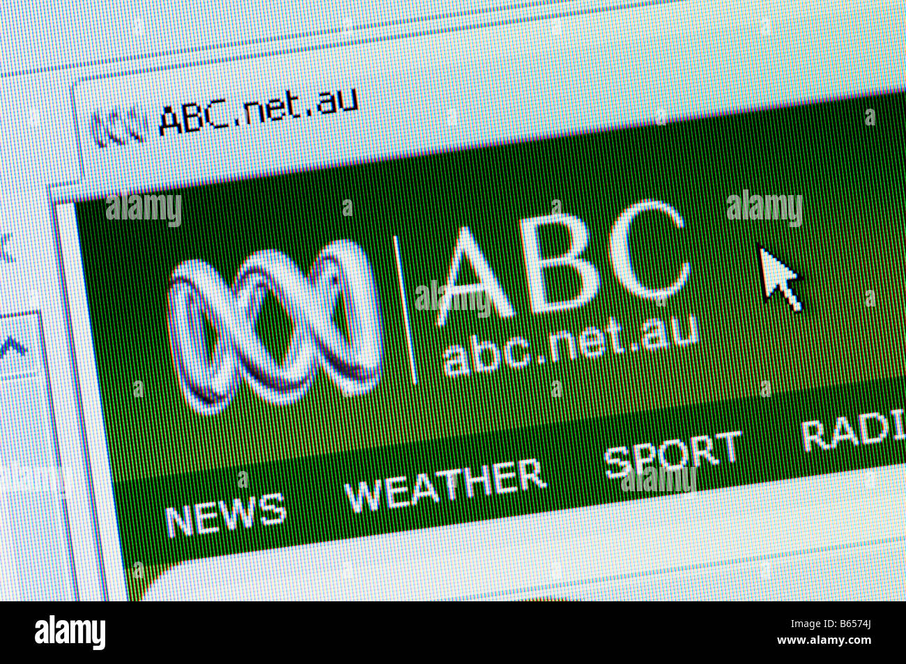 Macro screenshot of Australian Broadcasting Corporation website Editorial use only Stock Photo