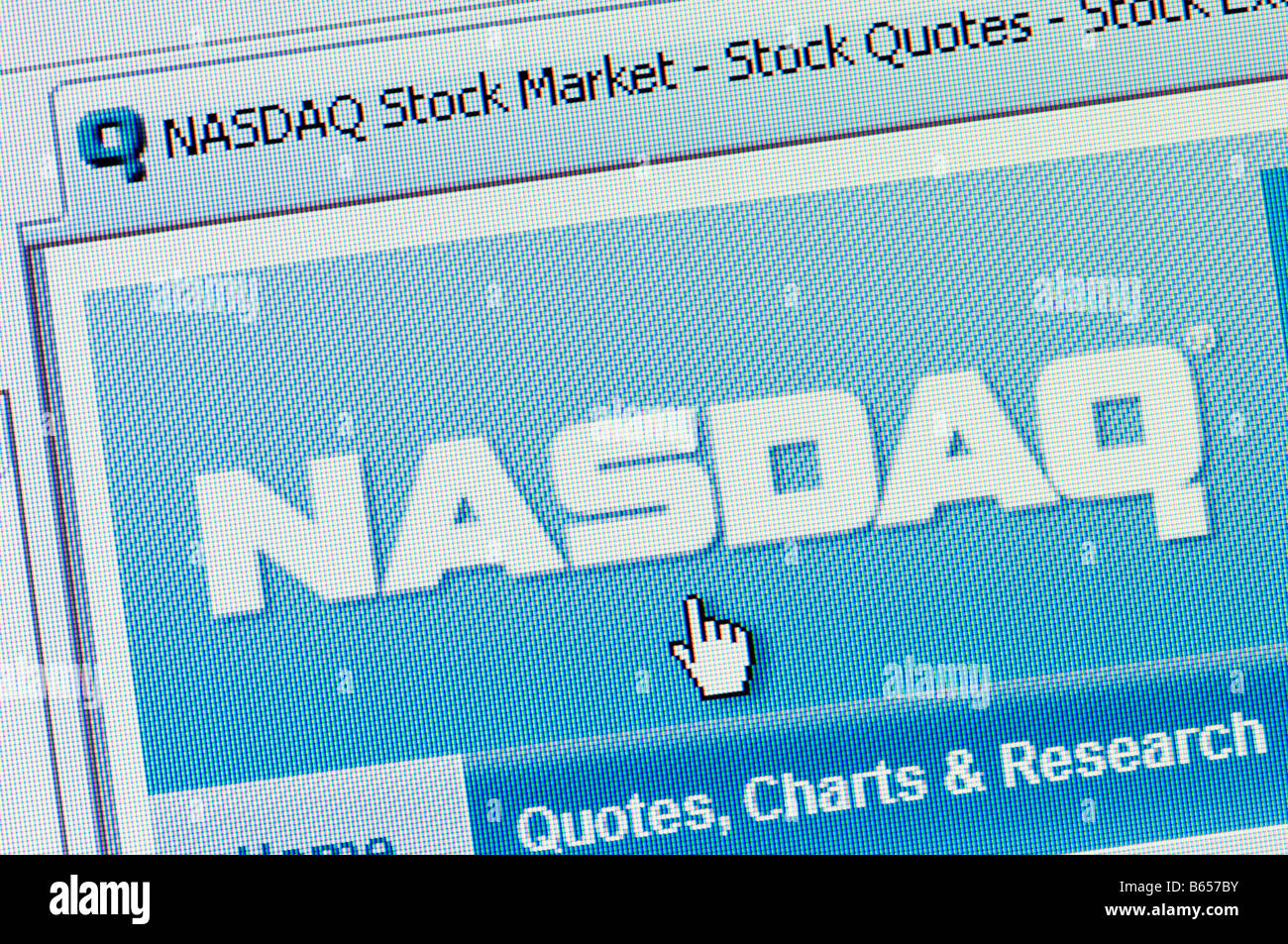 Macro screenshot of Nasdaq website Editorial use only Stock Photo