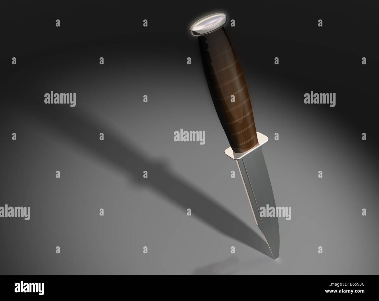 Illustration of a knife stuck into a surface Stock Photo