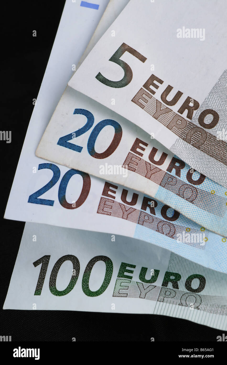 euro bills different nominals 100 20 10 Stock Photo - Alamy
