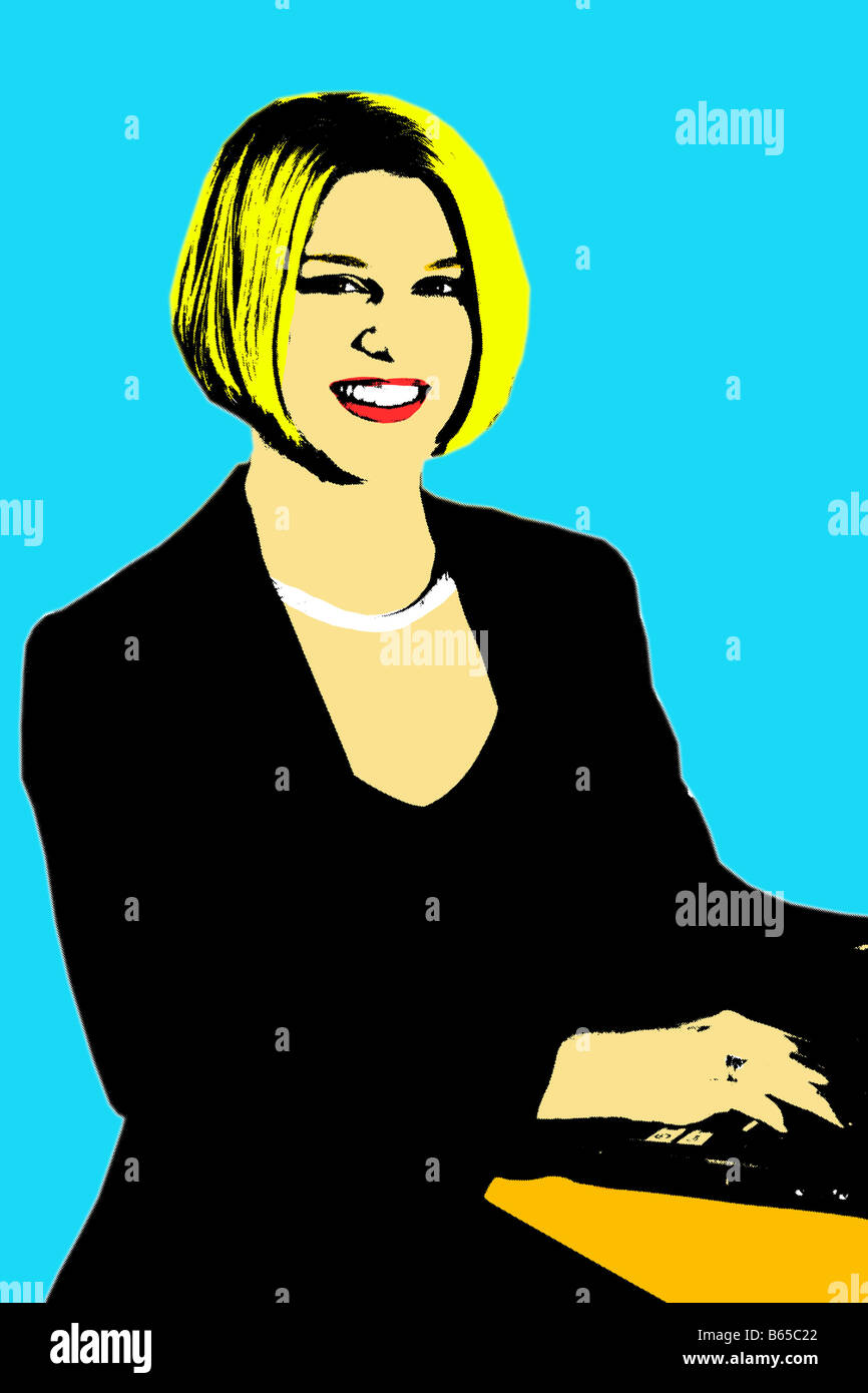 blonde business women in pop-art style Stock Photo