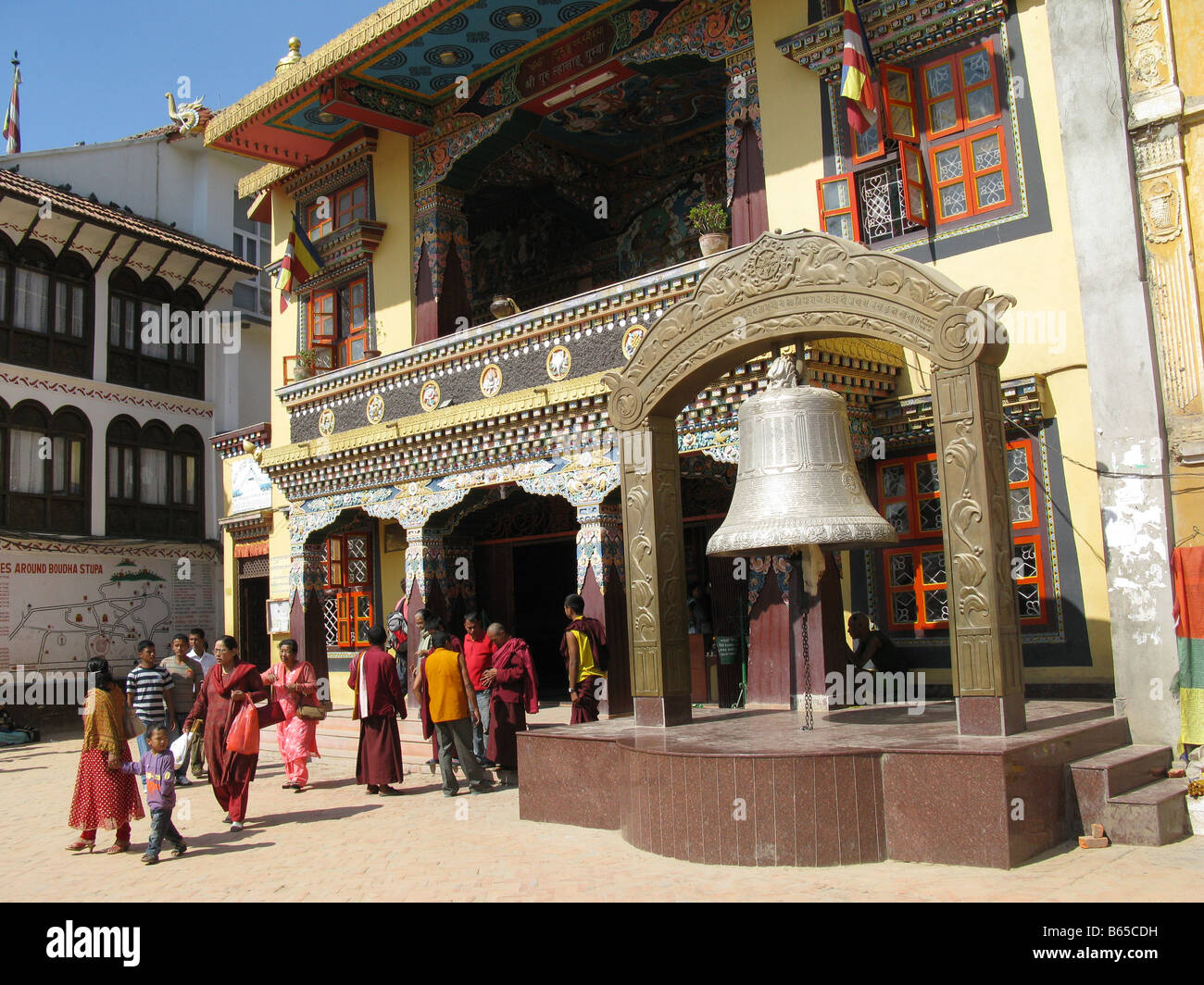 Guru Lhakhang (Tamang Gompa) buddhist temple with giant prayer bell