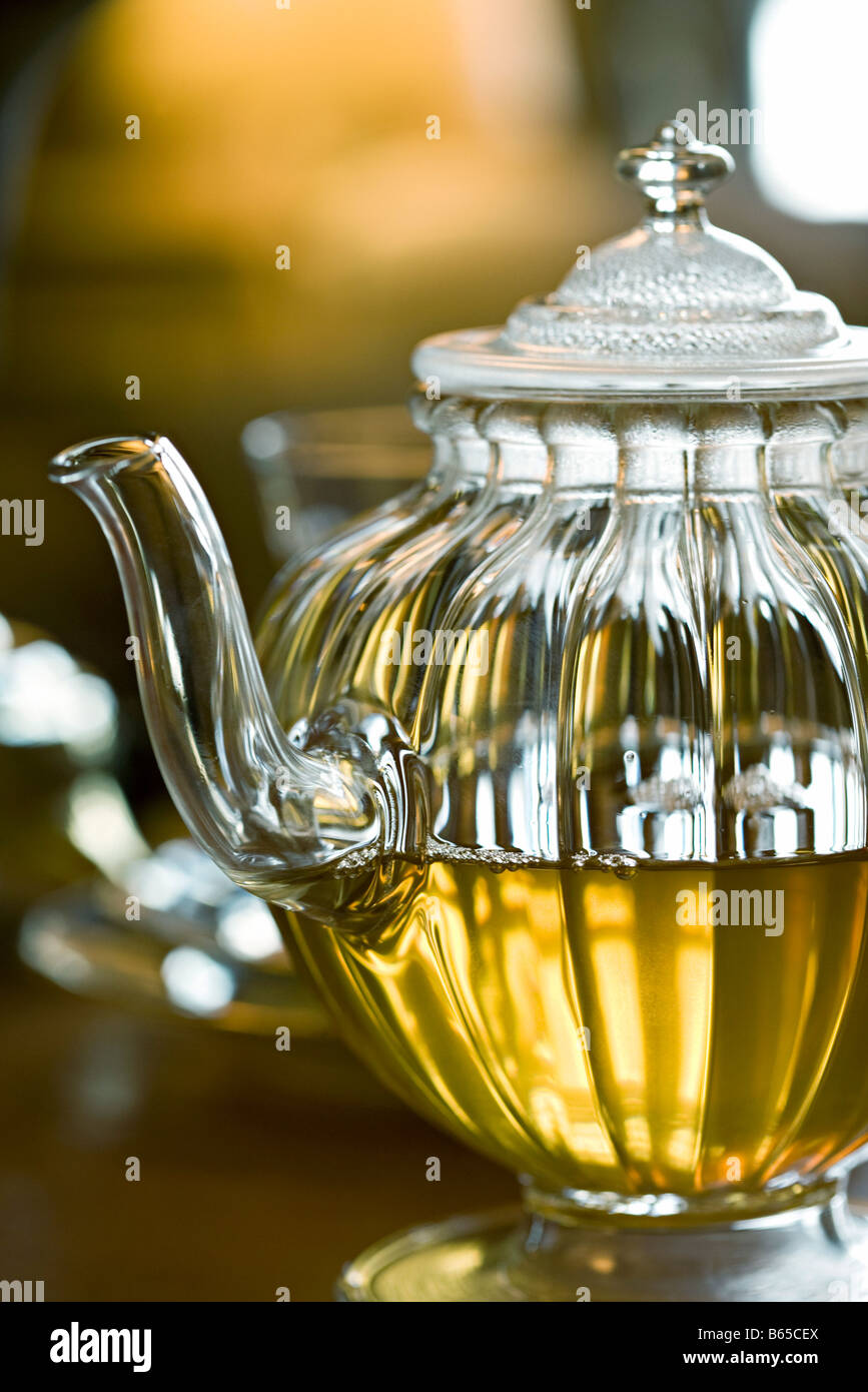 Glass teapot with tea Stock Photo Alamy
