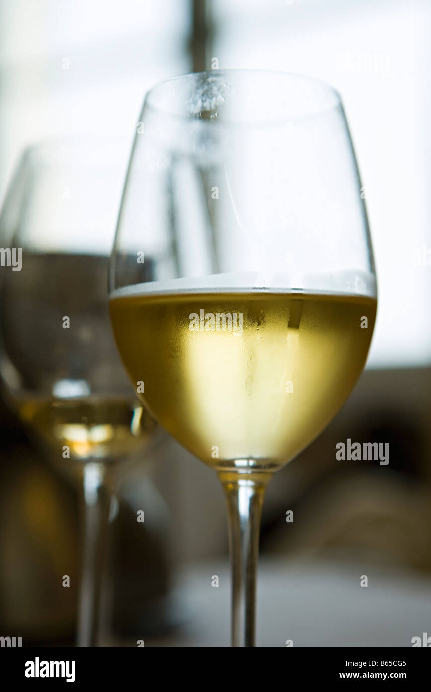 Glass of chilled white wine Stock Photo