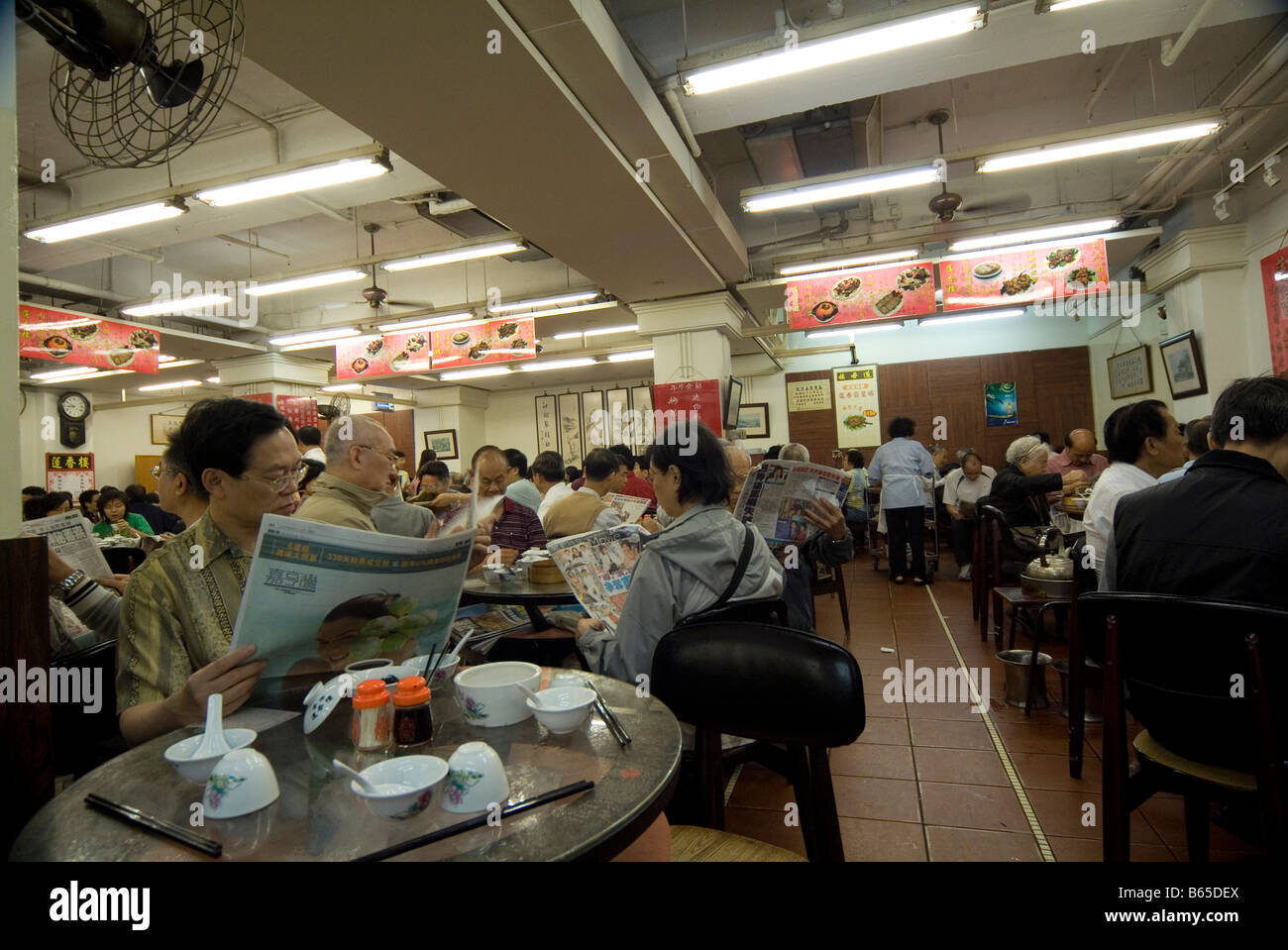 Interior of a typical Hong Kong Tea House, Hong Kong, China Stock Photo