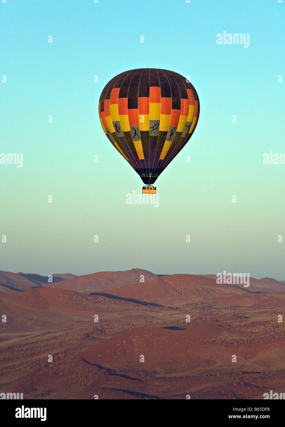 Hot air ballooning over Namib Desert dunes Naukluft NP Namibia Stock Photo