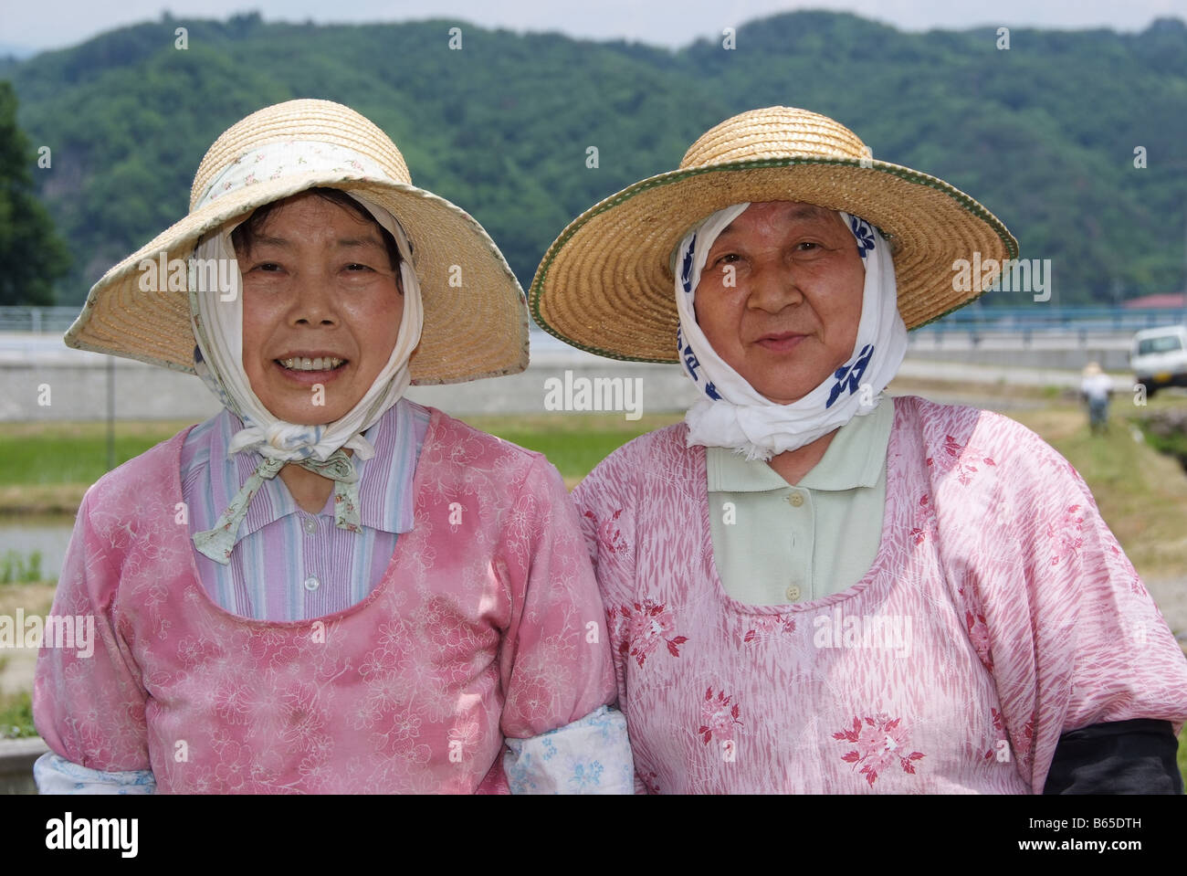 Portrait of two elderly Japanese women Stock Photo