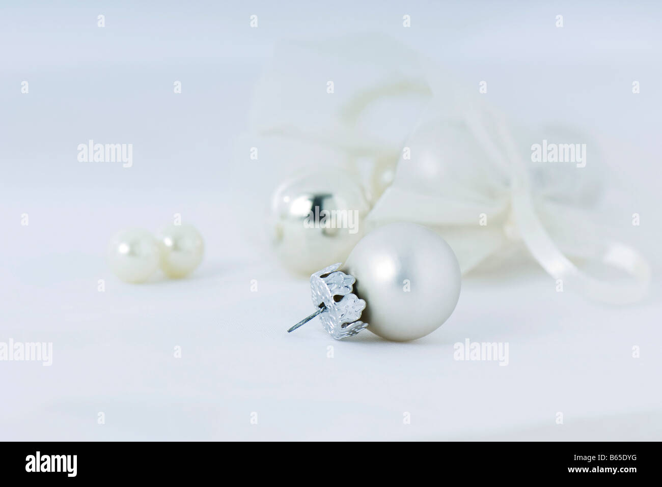 White Christmas decorations, close-up Stock Photo