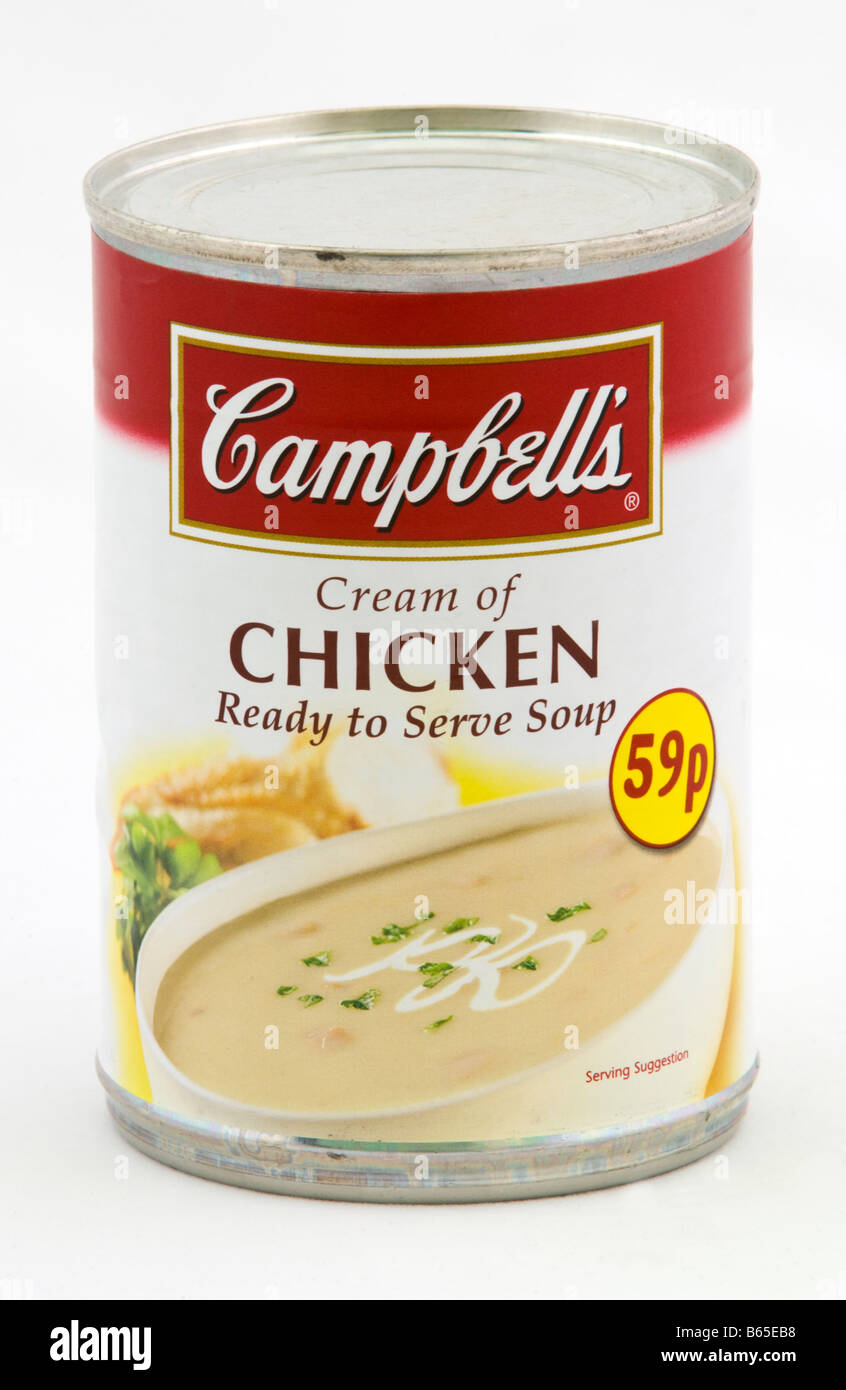 Can of Cambell's ready to serve cream of chicken soup sold in the UK Stock Photo