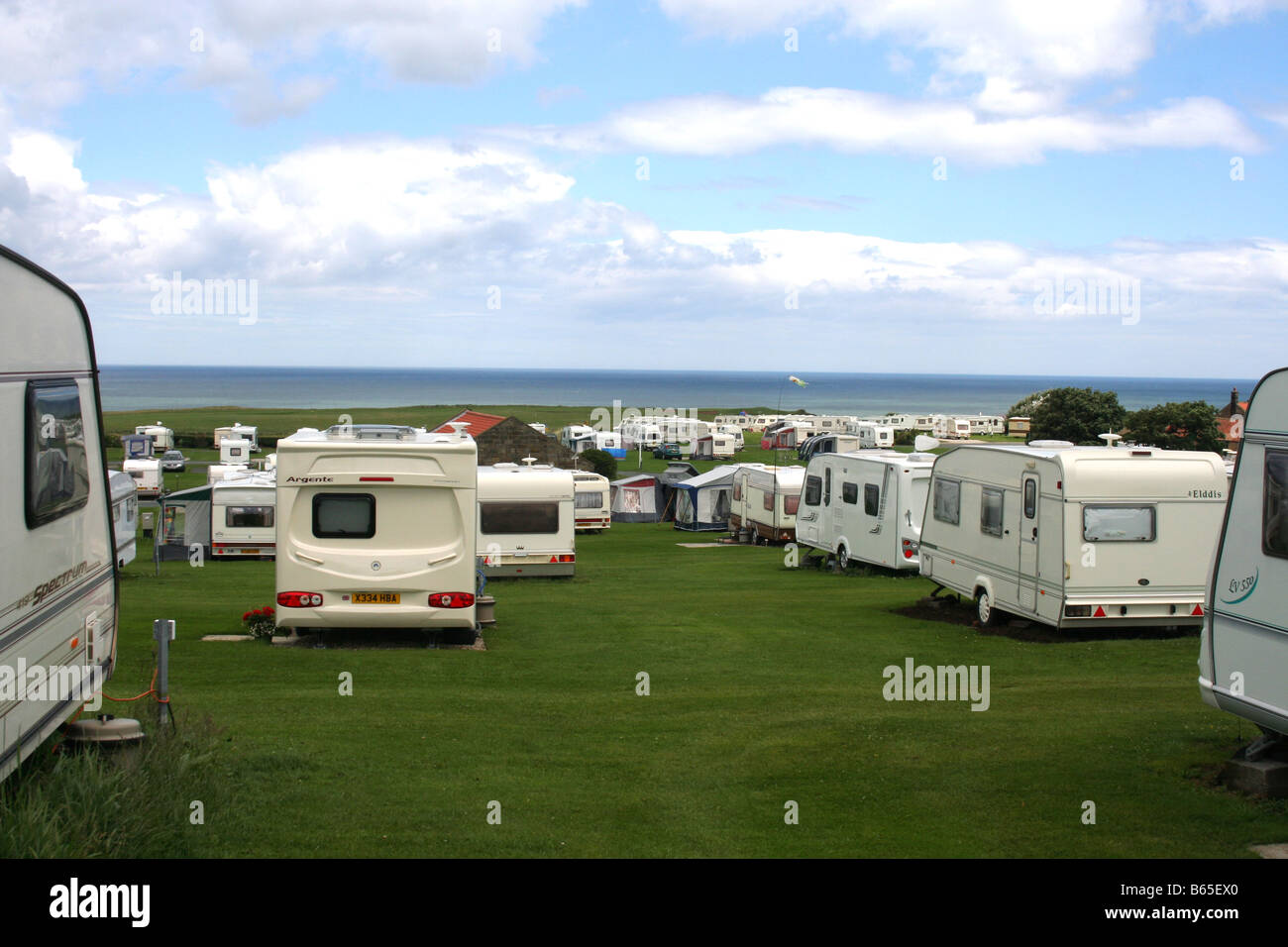 Sandfield House Farm caravan site, Whitby, North Yorkshire Stock Photo