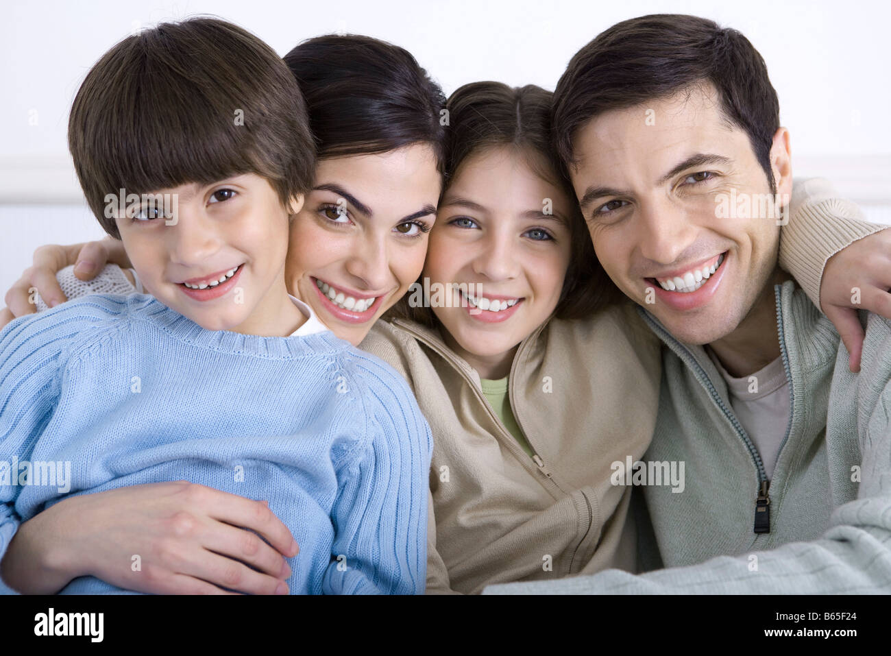 Portrait of family with two children, close-up Stock Photo