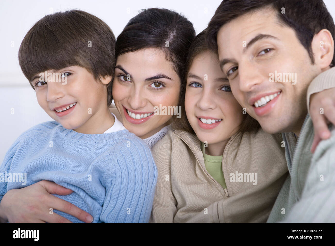 Portrait of family with two children, close-up Stock Photo