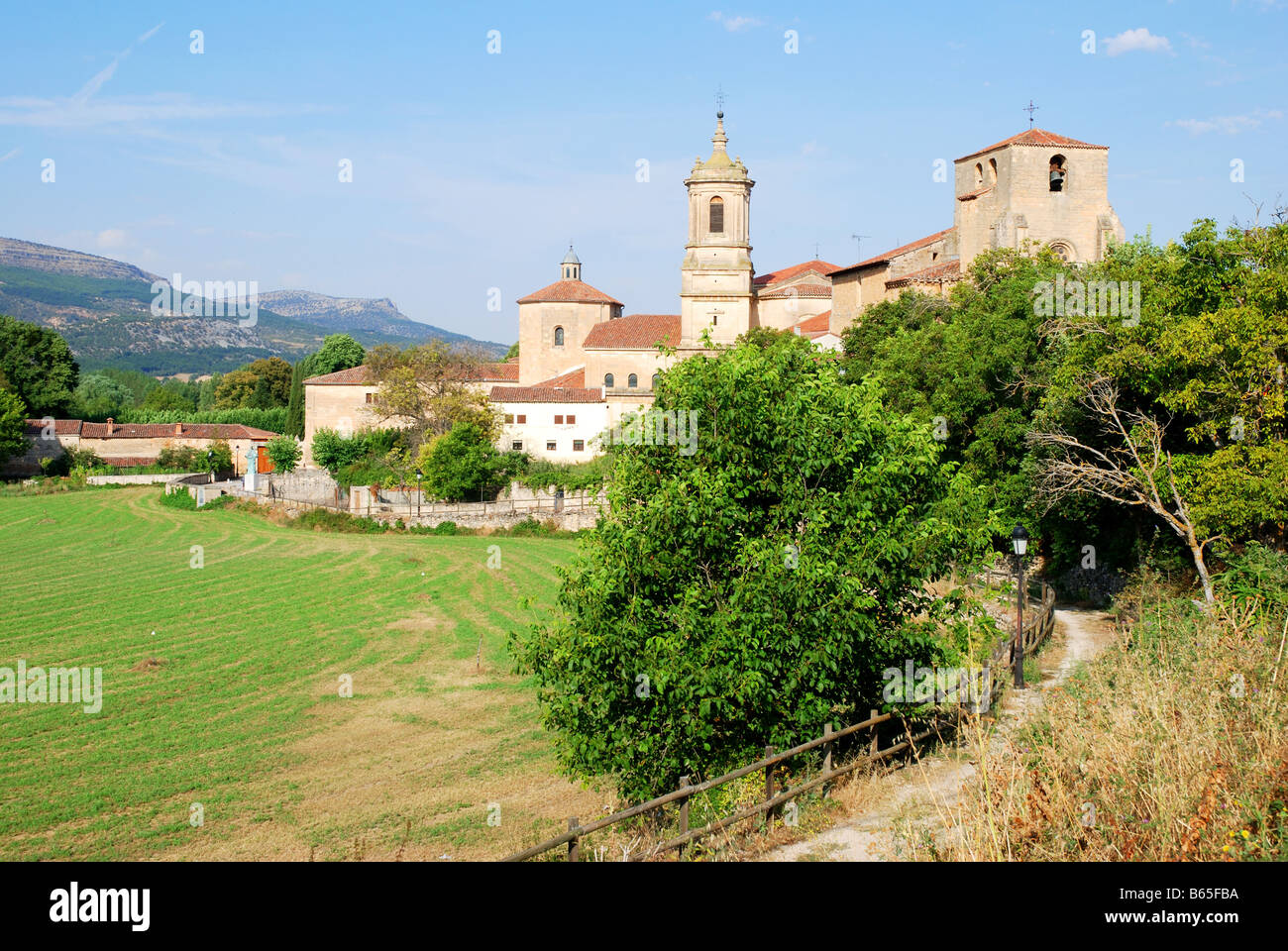 Monastery and village. Santo Domingo de Silos. Burgos province. Castile Leon. Spain. Stock Photo