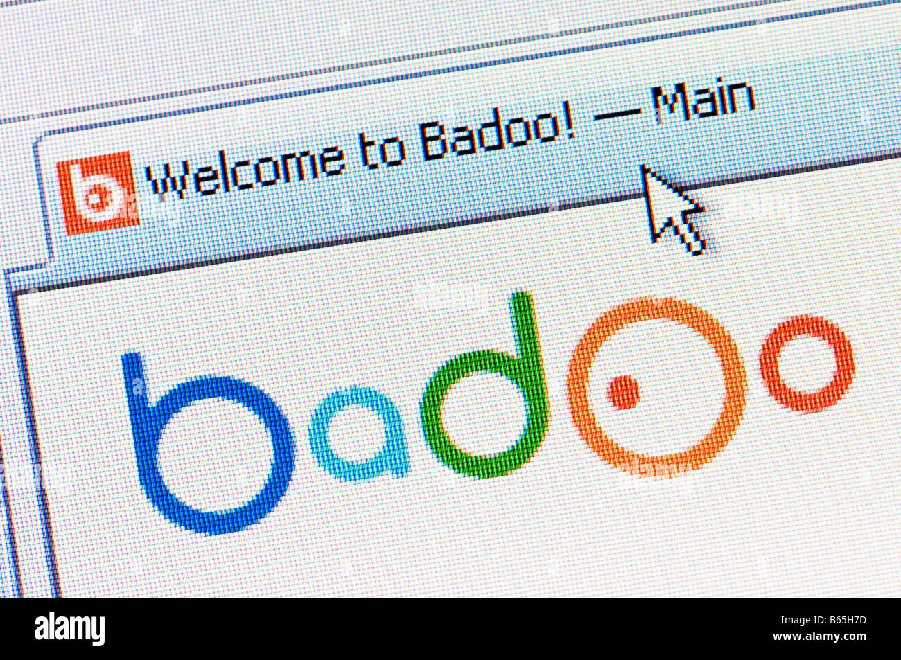 Macro screenshot of Badoo internet social networking website Editorial use only Stock Photo