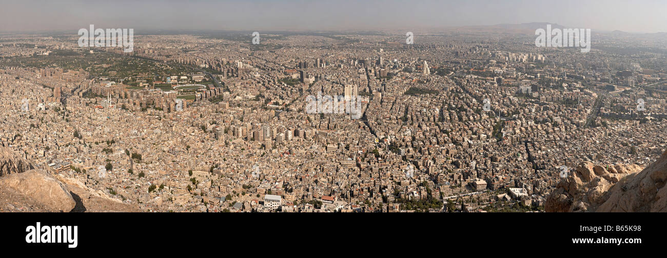 Damascus panorama from Jebel Qassioun Syria Stock Photo