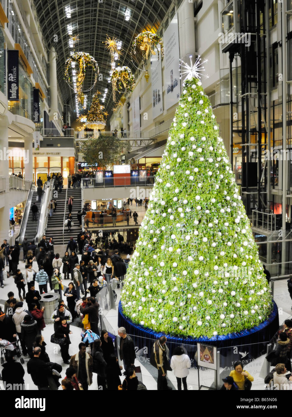 Christmas tree in Toronto Eaton Centre Stock Photo Alamy