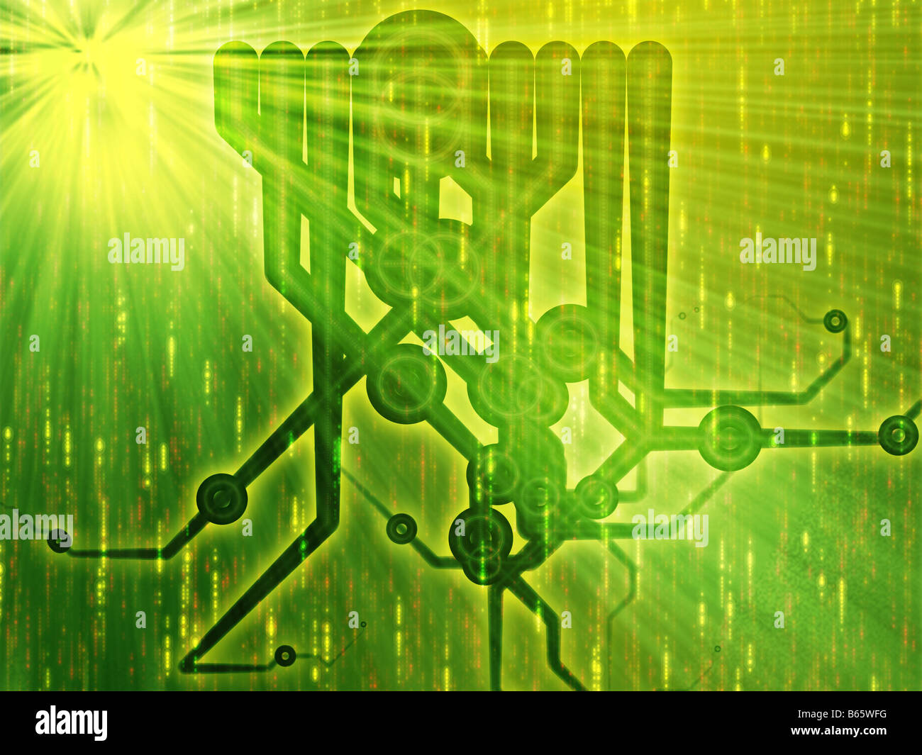 Abstract technical schematic diagram illustration with circuitry and ...
