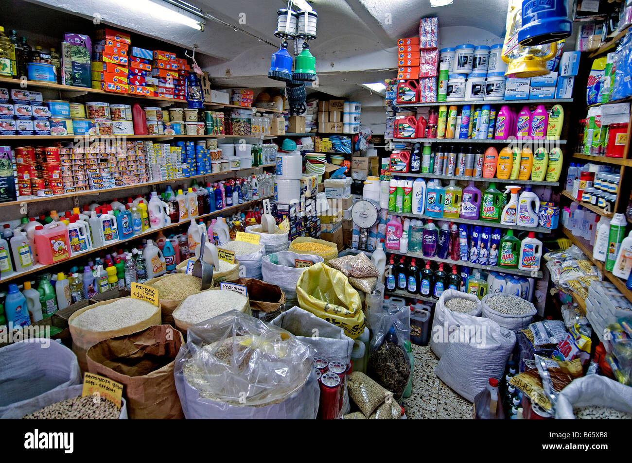 Grocer Grocery cheese Central food meat market Athens Greece Greek Stock Photo Alamy