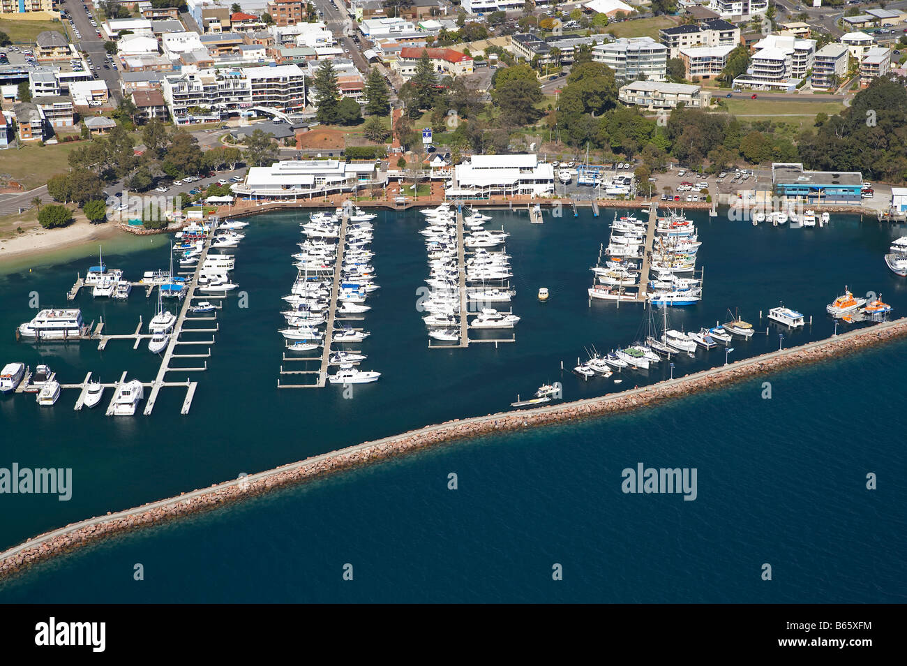 Marina Nelson Bay Port Stephens New South Wales Australia aerial Stock Photo