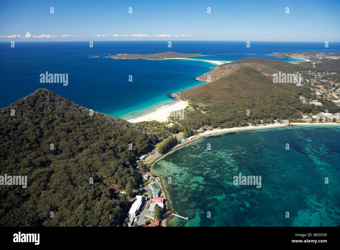 Tomaree Head Shoal Bay right and Zenith Beach left at entrance to Port Stephens New South Wales