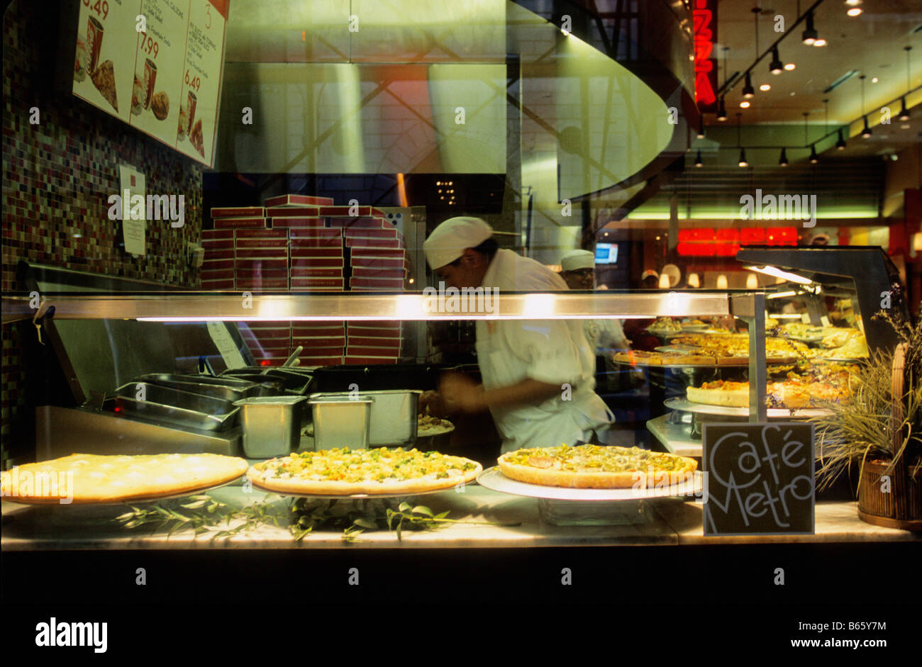 New York City Pizza Parlor Restaurant Pizzeria Times Square USA Stock