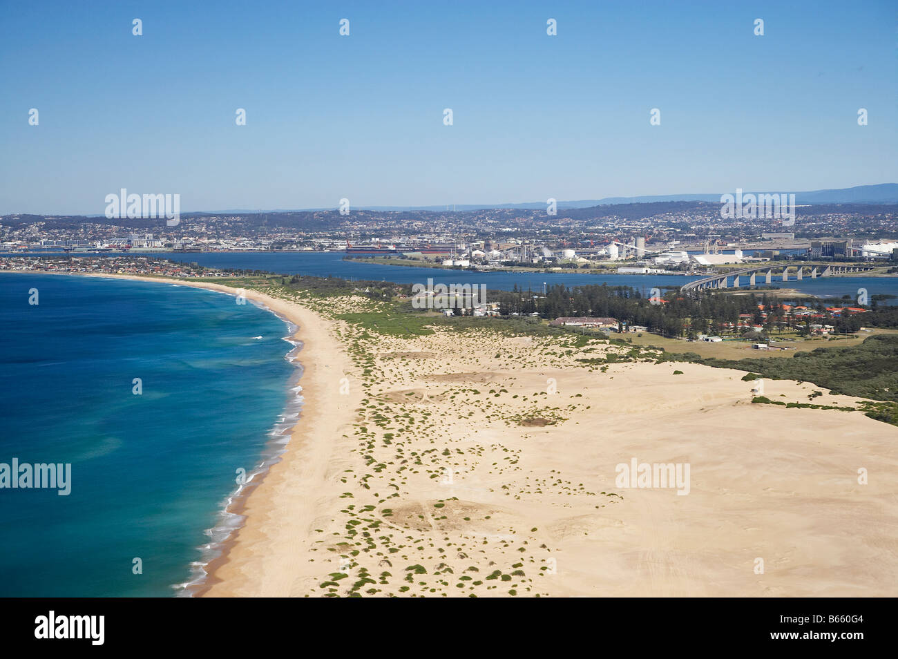 Stockton Beach Newcastle New South Wales Australia aerial Stock Photo