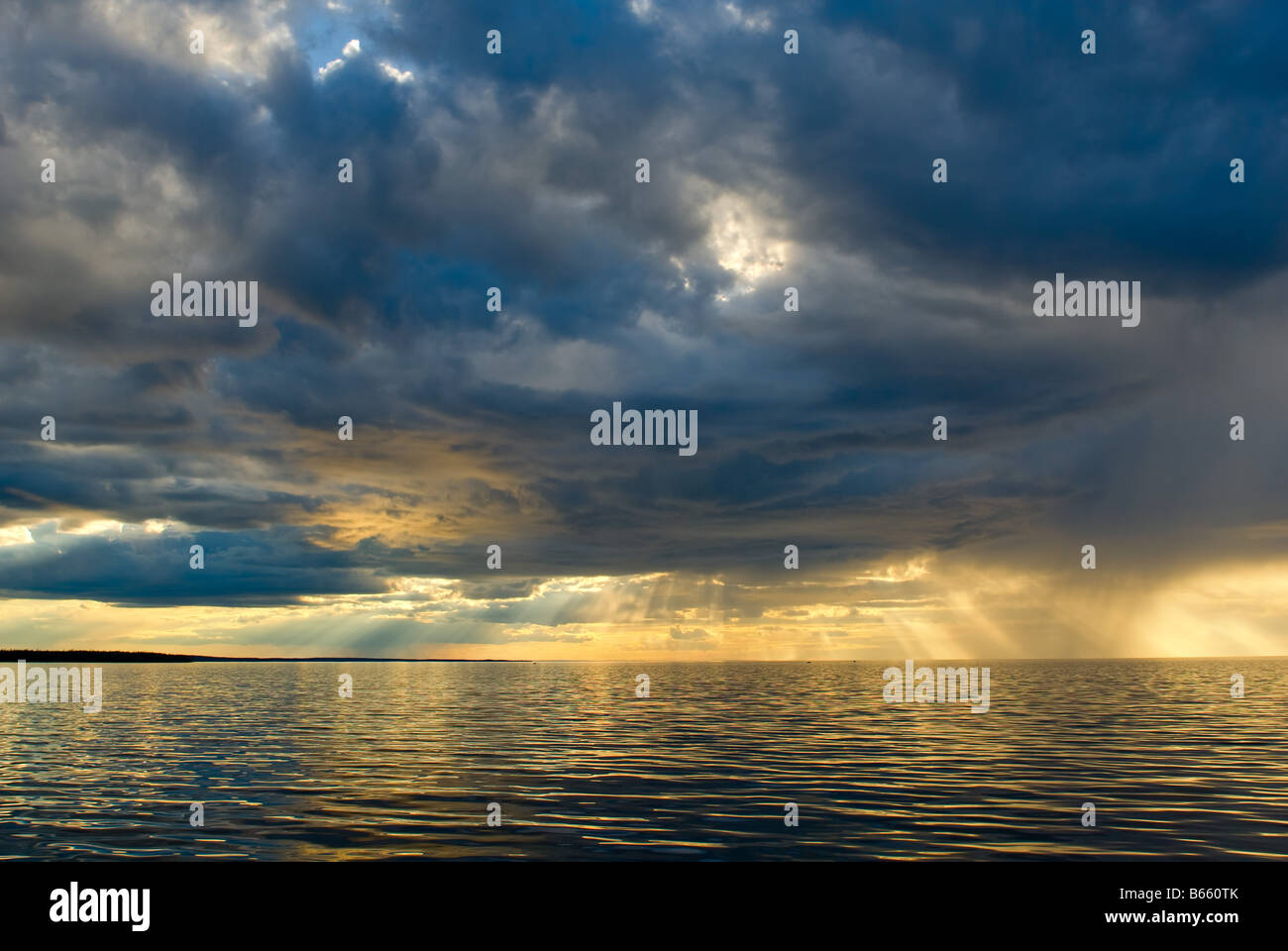 Stormy sunset over the sea Stock Photo