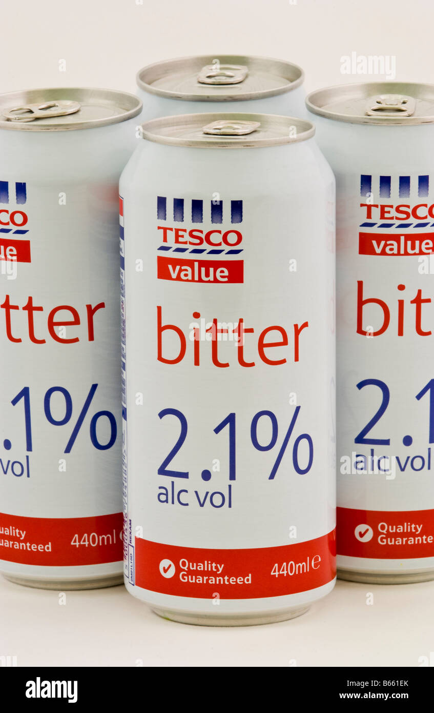 Cans of bitter costing 96p for 4 part of the Tesco value range of cheap