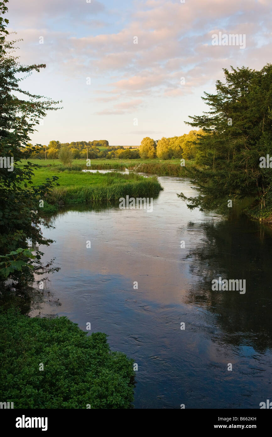 The Test River in Stockbridge at dusk Stock Photo