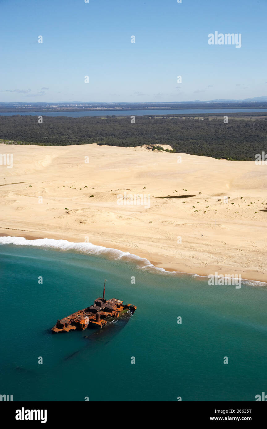 Wreck of the Sygna Stockton Beach Newcastle New South Wales Australia aerial Stock Photo Alamy