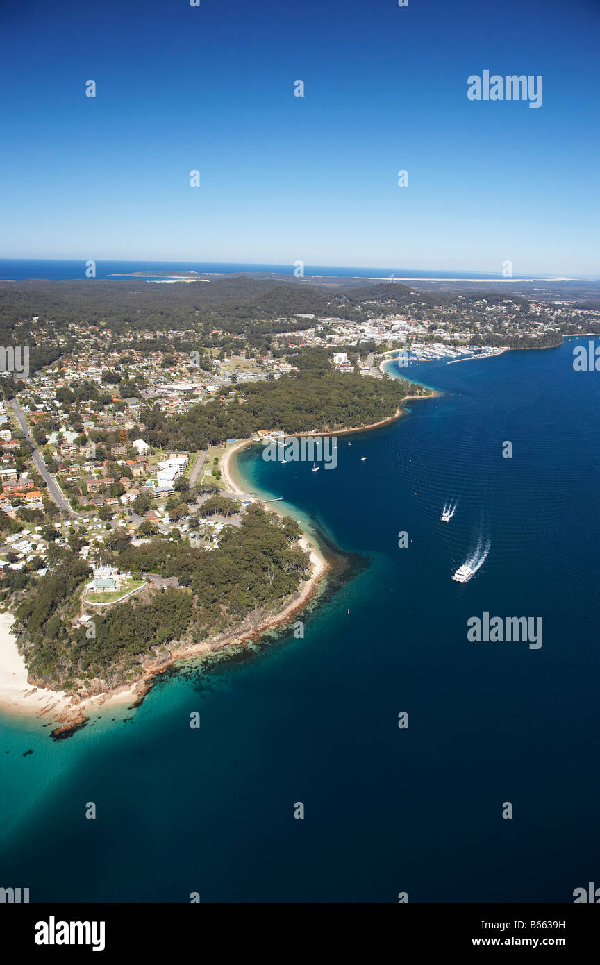 Nelson Head and Nelson Bay Port Stephens New South Wales Australia aerial Stock Photo