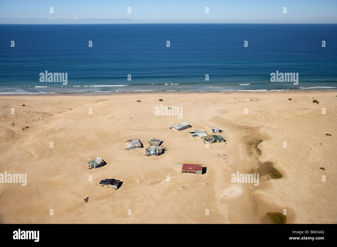Tin City fishing huts Stockton Beach Newcastle New South Wales